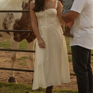 Milkmaid White Midi Corset Dress